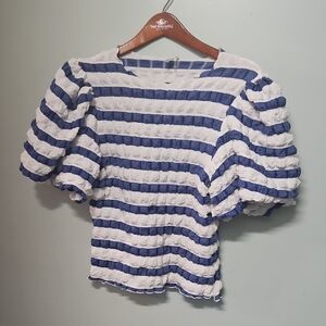 Kaktus Blue and White Striped Blouse